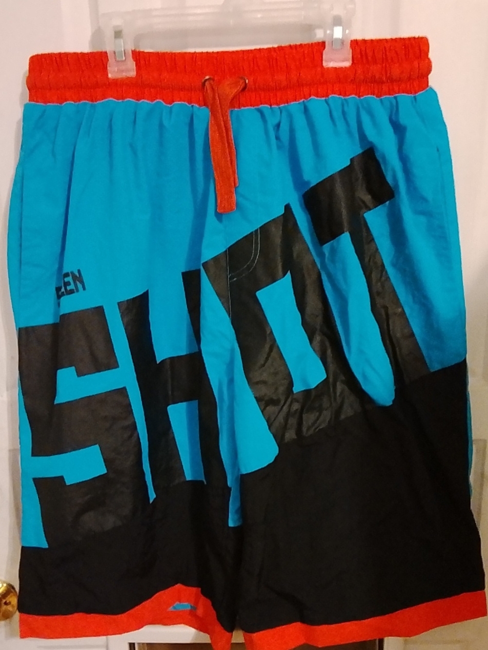 Men's Athletic Shorts - Blue/Black with Red Trim  By Screenshorts